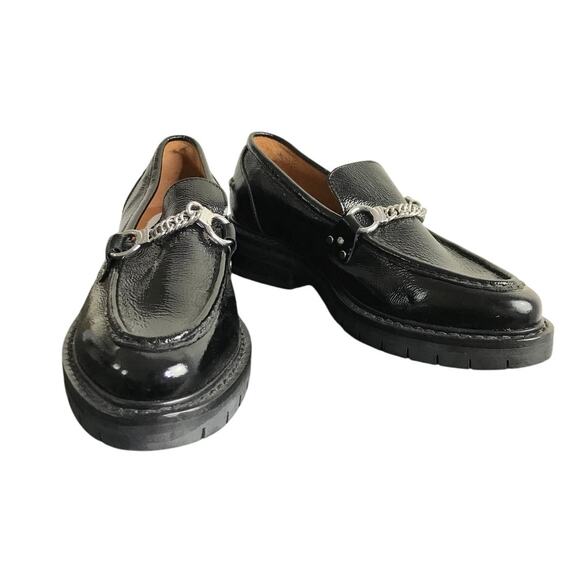Rag & Bone Curtis Loafer Shoe Wmns Sz 40 Black Patent Leather 1 1/4" Heel Chunky - Picture 3 of 7